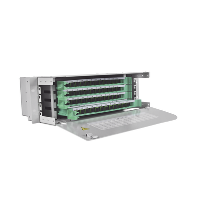 Distribuidor de Fibra Óptica para 48 empalmes, con 48 acopladores SC/APC y 48 pigtails, 19", 3 UR