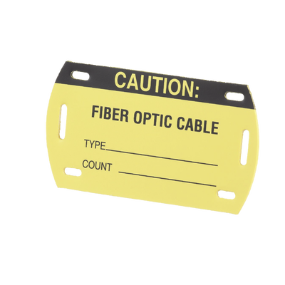 Kit de 5 Etiquetas Autolaminadas para Fibra Óptica, Para Uso Interior/Exterior, Dimensiones de 90.42 x 52.32 mm, Color Negro con Amarillo