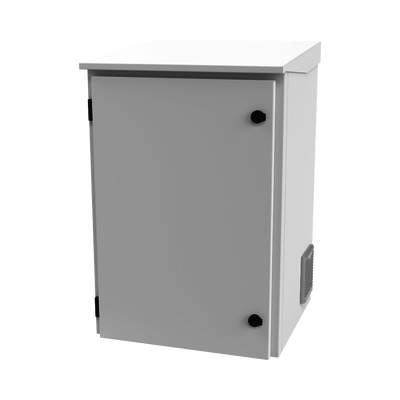 Gabinete de Exterior con Rack de 19" de 16U con Ventiladores y Termostato, Se envía el Gabinete Armado. (Montaje a poste o torre se vende por separado).