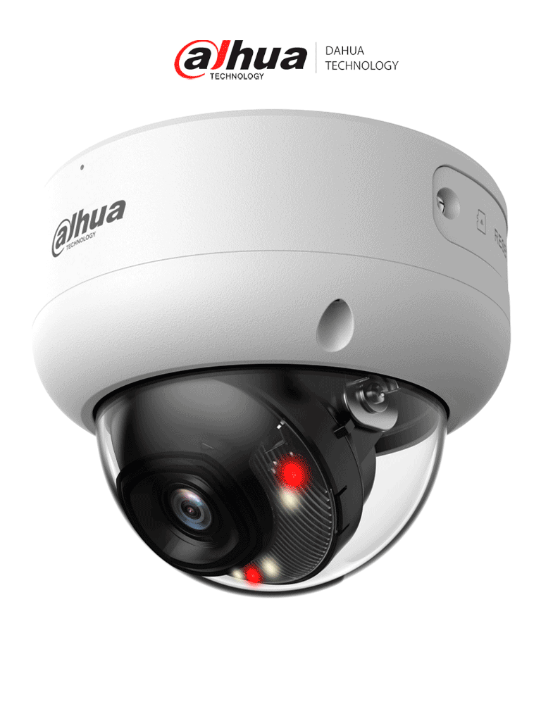DAHUA DH-IPC-HDBW3849E-AS-IL - Cámara IP Domo Antivandálica 4k/ 8 Megapixeles/ Iluminador Dual/  Lente de 2.8 mm/ 107 Grados de Apertura/ SMD 4.0/ AI SSA/ Ranura MicroSD/ PoE/ IP67/ IK10/