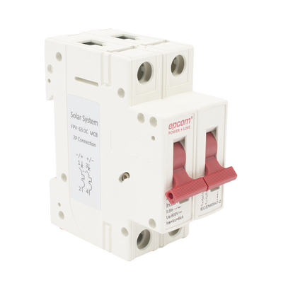 Protección Térmica/ Interrupción 2P,  63 A,  Corriente Directa  800 Vcc para Aplicación Fotovoltaica Montaje Riel DIN