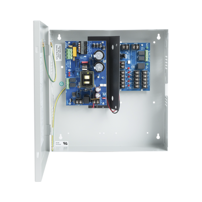 12 o 24 Vcc @ 6 A / fuente tipo control / 1 entrada / 5 salidas / aplicaciones en control de acceso, cctv, incendio , capacidad de baterías / Se requiere baterías.