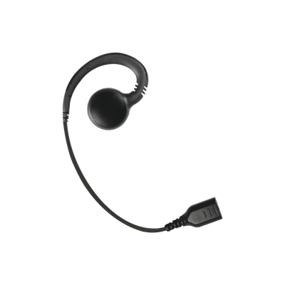 Auricular giratorio con gancho en forma de "G" con cable de fibra trenzada y conector SNAP.  Requiere micrófono de solapa de 1 o 2 hilos de la Serie SNAP.