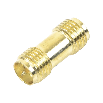 Adaptador Barril de SMA Hembra Inverso a SMA Hembra Inverso, Oro/ Oro/ Teflón,