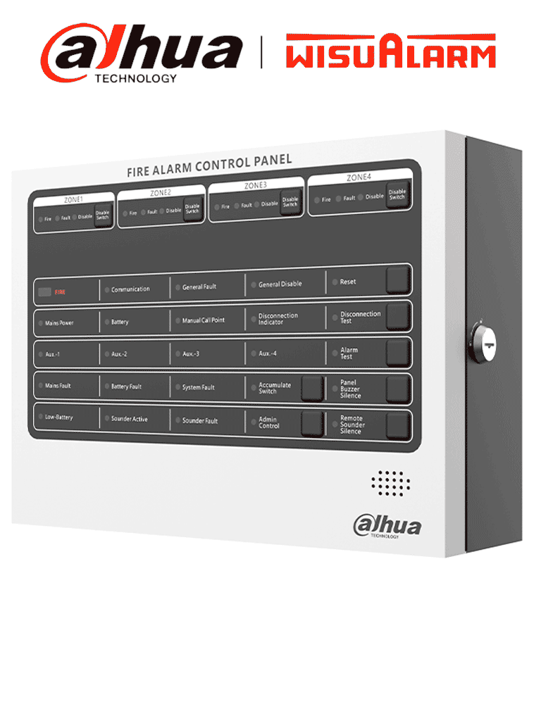 DAHUA WISUALARM HY-C102-4 -Panel de Alarma Contra Incendios/ Convencional de 4 Zonas/ Hasta 32 Detectores por Zona/ 4 Contactos Secos/ Interfaz RS-485/ Ethernet/ Cumple Norma EN54-2,EN54-4/ IP30/Alimentación 90 V CA a 270 V CA