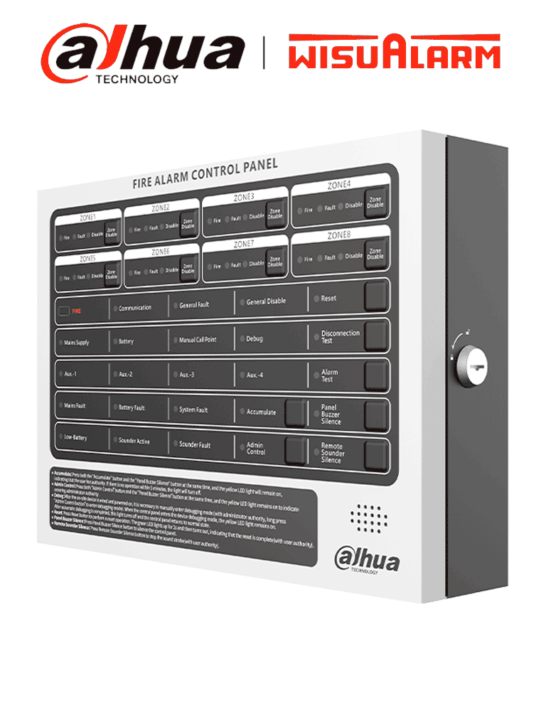 DAHUA WISUALARM DHI-HY-C102-8 - Panel de Alarma Contra Incendios/ Convencional de 8 Zonas/ Hasta 25 Detectores por Zona/ 4 Contactos Secos/ Interfaz RS-485/ Ethernet/ IP30/ Alimentación 90 V CA a 270 V CA/