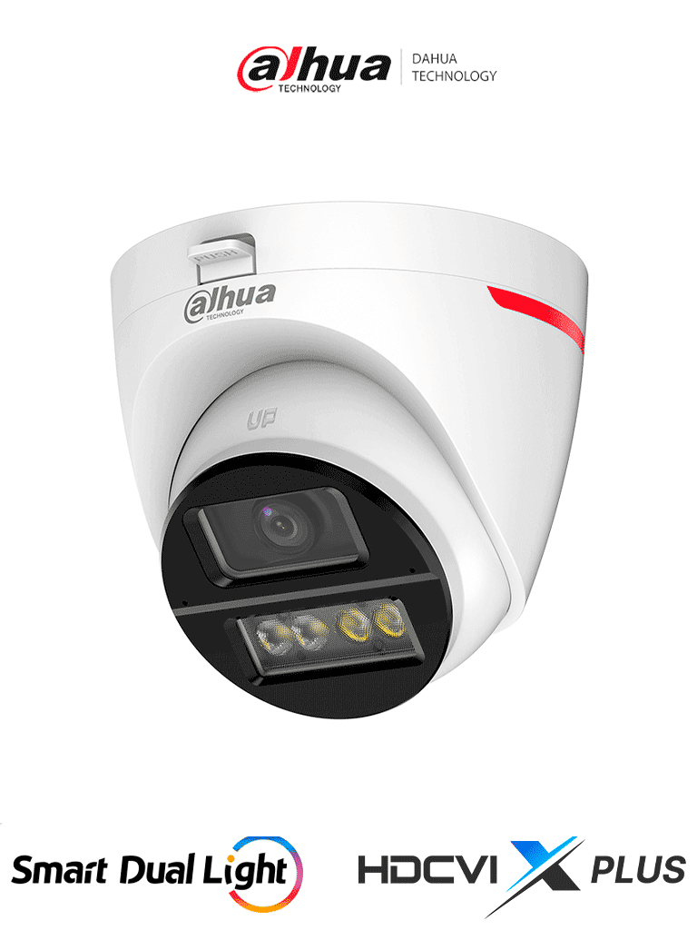 DAHUA DH-HAC-HDW1249XN-IL-A-PRO-Cámara Domo HDCVI 2MP WizColor/HDCVI X PLUS/Imagen 24 Horas a Color/Corrección de Distorsión de Imagen mediante IA/ Iluminador Dual Inteligente/Hasta 50m de Iluminación/Doble Mic Incorp/Campo de Visión de Hasta 101°