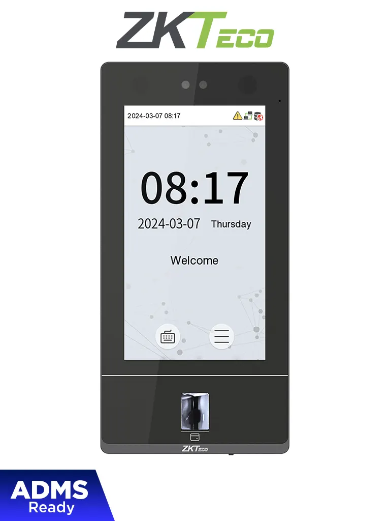 ZKTECO SenseFace 7A - Control de acceso y asistencia para 10,000 rostros / 10,000 huellas / 50,000 tarjetas de 125kHz / TCP/IP / IP65 / 1 Relevador / Compatible con Software Gratuito ZKBio Zlink