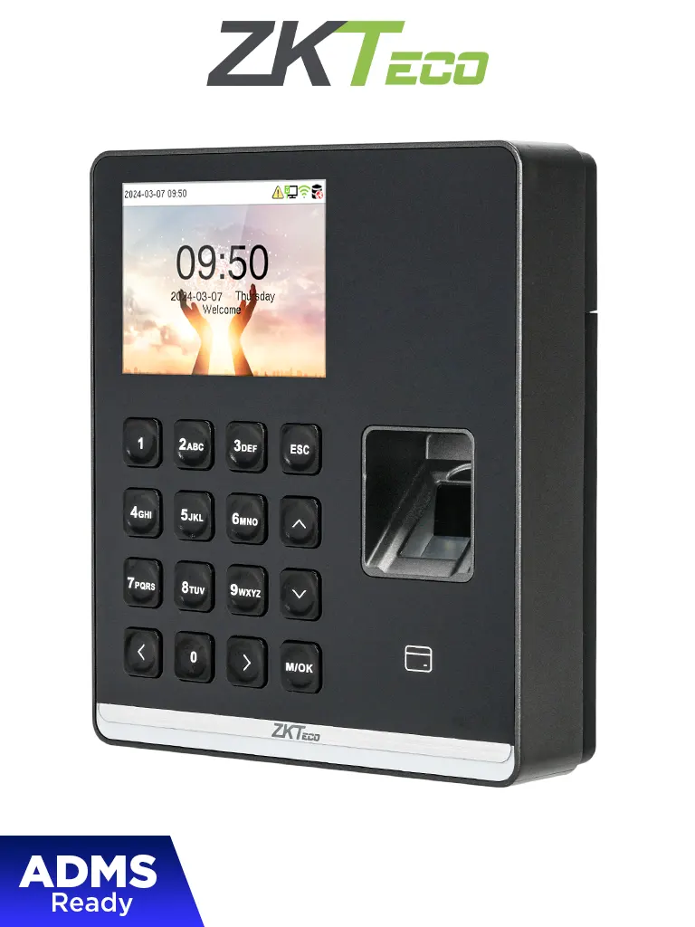 ZKTECO M1 - Control de Asistencia con Huella Digital BioID+ (500), Tarjeta de Proximidad 125 kHz (500), Contraseña (500), 100,000 Eventos y Conexión Wi-Fi (Compatible con BioTime Cloud)
