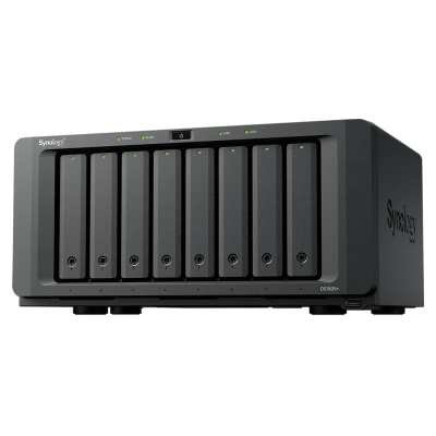 NAS DiskStation DS1825+ | 8 Bahías | AMD Ryzen V1500B | 8 GB DDR4 ECC | Hasta 2,239 MB/s Lectura | 2 Puertos 2.5GbE | Expansión PCIe 3.0 | Compatible con 10GbE y 25GbE | Caché SSD M.2 | Synology DSM.