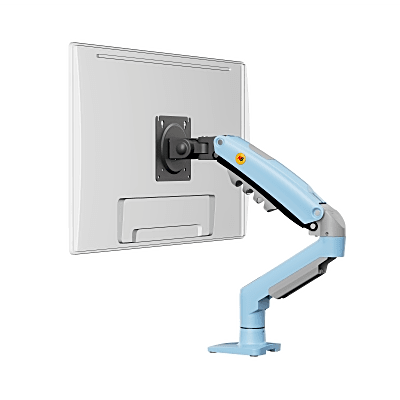 Brazo Ajustable para Monitor Ergonómico / Compatible con Monitores de 17" - 30" / Capacidad de Peso hasta 9 kg / Rotación 360° / Inclinación +85° a  -30° / Giro 180° / Ajuste de Resorte de Gas / Color Azul