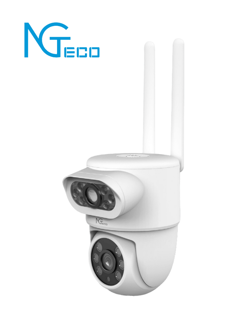 NGTECO NGSH01C8AN- Cámara PTZ WiFi , 4MP , Lente Dual , Monitoreo 2 Áreas , Detección Humana , Audio 2 Vías ,Paneo y Tildeo ,Almacenamiento Local y en la Nube