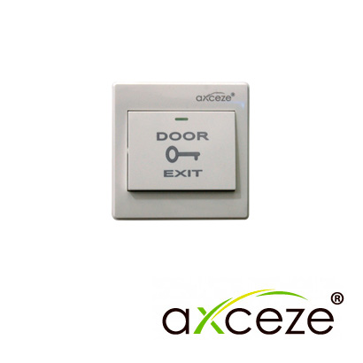BOTON LIBERADOR AXCEZE AX-B40 BOTON TIPO PUSH FABRICADO EN PLASTICO INCLUYE BASE  MEDIDAS 86 X 86 X 25 MM CONEXION A 2 HILOS CUENTA CON EL ESTADO N.O.