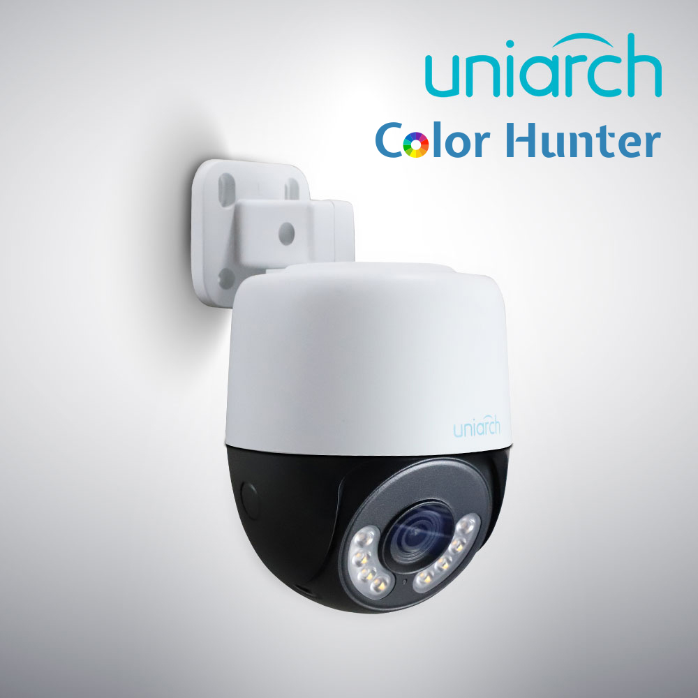 CAMARA HD PT UNIARCH COLORHUNTER UAC-P112-AF40-W / 2MP / TVI/AHD/CVI: 1080P@25fps / LENTE-4MM / DWDR / LUZ-BLANCA30M / MICROFONO-INTEGRADO / PANEO+TILDEO-0-345GRADOS / PLASTICA / IP66 / 12 VCD