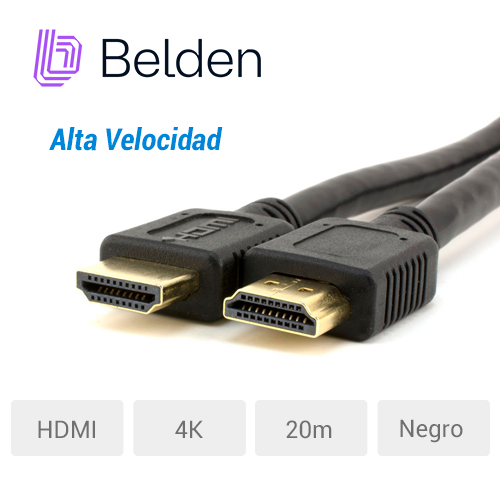 CABLE HDMI BELDEN HDE020MB / HIGH SPEED / 1080P 60HZ / 4K 30HZ / 20 METROS / TIPO A-A / PIEZA