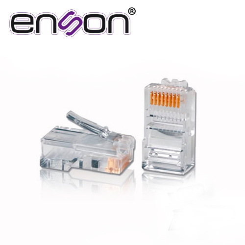 CONECTOR RJ45 PARA CABLE UTP CAT5E ENSON RJ45-CAT5E DE 8 PINES, VELOCIDAD DE HASTA 100MBPS
