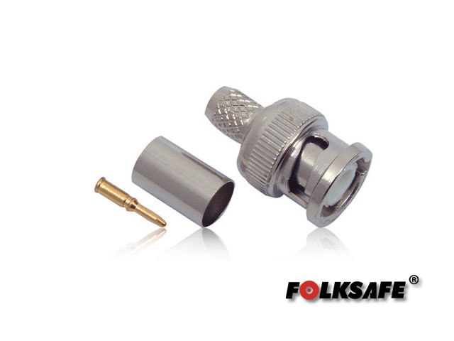 CONECTOR PARA CRIMPEAR BC6 FOLKSAFE BNC MACHO(CONECTOR, PIN DE COBRE Y ANILLO) PARA CRIMPEAR EN CABLE COAXIAL RG6, MEDIDAS DEL CONECTOR 13.9 X 24.8 MM, SE REQUIERE PINZA PARA CRIMPEAR