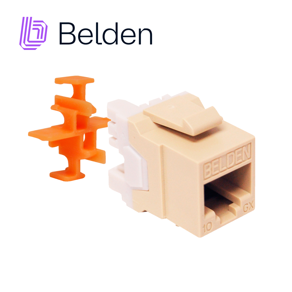 CONECTOR MODULAR JACK RJ45 CAT6A BELDEN AX103073 ESTILO KEYCONNECT MARFIL COMPATIBLE CON FACEPLATE AX102660,AX102655,AX102249 PATCH PANEL MODULAR AX103114,AX103115,AX104599 ESQUEMA DE CABLEADO T568A