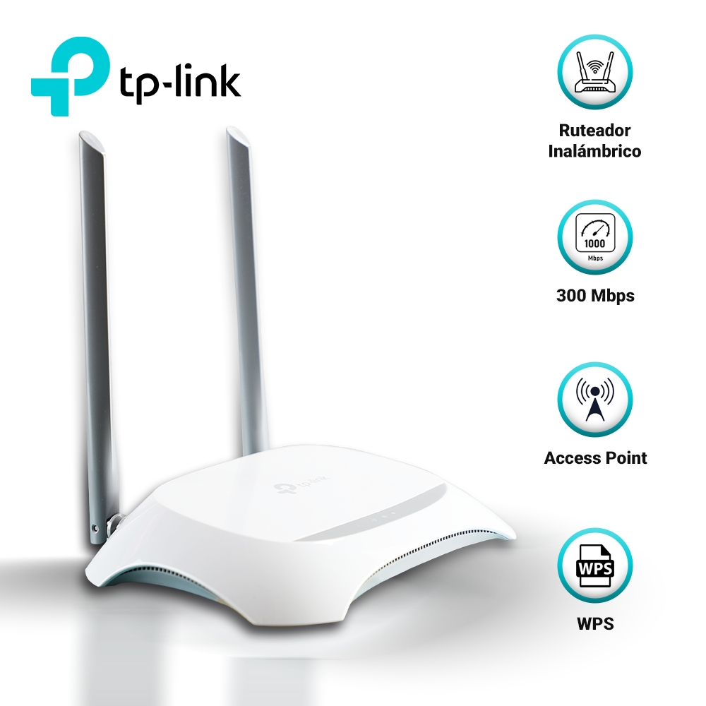 ROUTER INALAMBRICO TL-WR840N TP-LINK / 1 PUERTO WAN 10/100 MBPS / 4 PUERTOS LAN 10/100 MBPS / MODOS DE OPERACIÓN: RUTEADOR-EXTENSOR DE RANGO-PUNTO DE ACCESO-MODO WISP / FRECUENCIA DE 2.4GHZ B/G/N / VELOCIDADES DE HASTA 300 MBPS