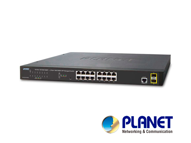 SWITCH PLANET GS-4210-16T2S/ ADMINISTRABLE-L2/L4/ 16 PUERTOS RJ45 VELOCIDAD DE TRANSMISION 10/100/1000 MBPS+ 2 PUERTOS FIBRA SFP 1000 MBPS + 1 PUERTO RJ45 SERIAL/ MONTAJE EN RACK/ CARCASA METALICA
