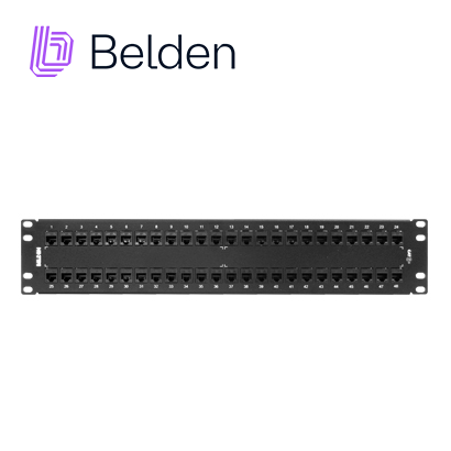 PATCH PANEL KEYCONNECT CAT6+ BELDEN AX103255 / NEGRO / 48 PUERTOS / 2UR / PRECARGADO / PIEZA