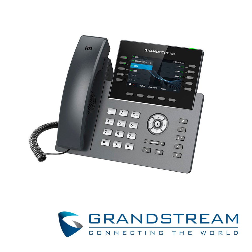 TELEFONO IP GRADO CARRIER WIFI 6 GRANDSTREAM GRP2615 / 16 CUENTAS SIP / 10 LINEAS / PANTALLA COLOR LCD TFT / 2 PUERTOS 10/100/1,000MBPS / HASTA 40 TECLAS BLF / WIFI 802.11AC/AX / ALIMENTACION POE AF / 12VCD/1A