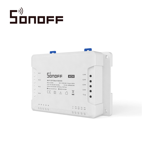 INTERRUPTOR INTELIGENTE CON 4 RELEVADORES NC / NO SONOFF 4CH PRO R3 WIFI 2.4 GHZ HASTA 10AMP POR CANAL 40 AMP TOTALES PARA SOLUCION DE SMART HOME CON TEMPORIZADOR, MONTAJE DIN RAIL Y TRES MODOS DE TRABAJO PARA IOS Y ANDROID COMPATIBLE CON ALEXA / GOOGLE HOME