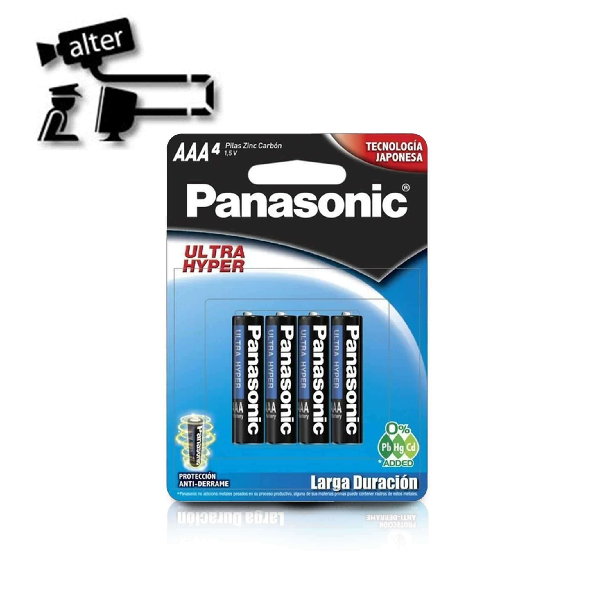 BATERIA ZINC CARBON PANASONIC TIPO AAA 1.5V PARA USO EN CONTROLES REMOTOS Y RELOJES (PAQUETE DE 4 BATERIAS)