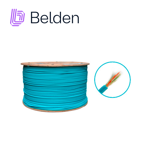 FIBRA OPTICA BELDEN FI3D006R9 / INTERIOR / AQUA / OM3 / 6 HILOS / FORRO PVC / OFNR / BOBINA / 1,640 PIES 500 METROS
